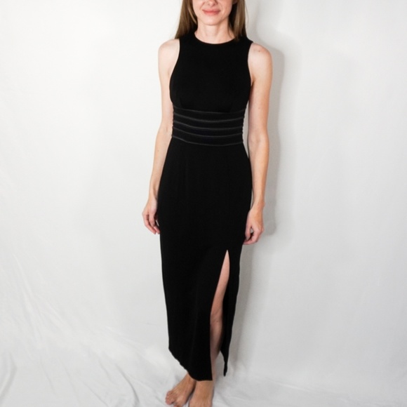 TADASHI Petites Black Maxi Dress with Slit - Picture 3 of 8